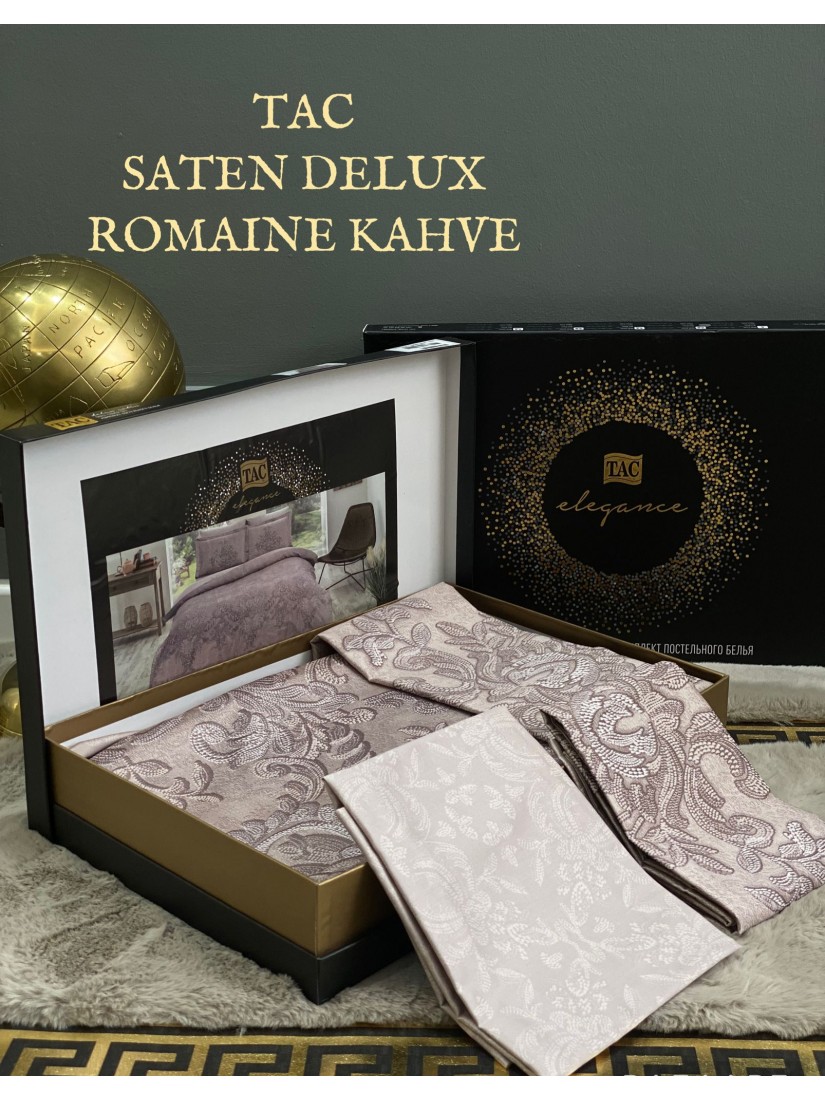 TAC Romaine kahve DELUX SATIN / Постельное белье сатин делюкс евро 